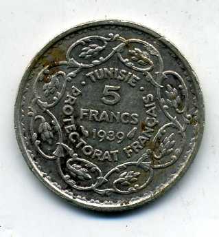 Тунис,5 франков 1939