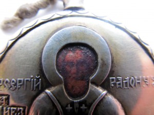 Иконка "Сергий Радонежский" в серебряном окладе.