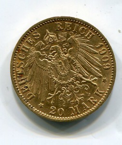Пруссия,20 марок 1909.