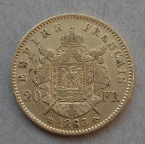 Наполеон III  20 франков 1863г. ЗОЛОТО