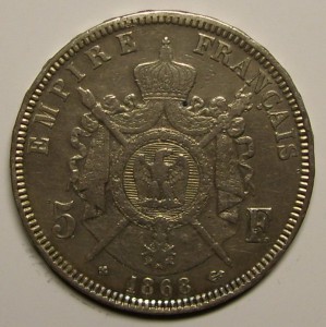 5 франков 1868 г. Наполеон III