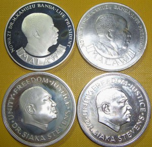 Малави(2шт) + Сьерра-Леоне(2шт)   серебро, 1970ее