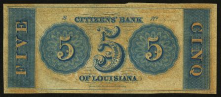 5 долларов 18__ Нью Орлеан (Citizens' Bank of Louisiana)