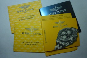 КОМПЛЕКТ ДОКУМЕНТОВ НА ЧАСЫ " BREITLING " С ХРОНОГРАФОМ