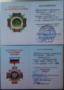Документы к знакам на подполковника МВД за службу в Чечне.