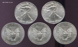 5 монет по 1 доллар США 2018