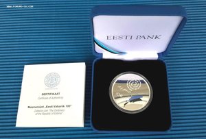 Редкость 10 ЕВРО Серебряная монета 100 лет Эстонии !