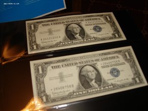 Коллекция 1 и 2 долларовых банкнот UNC aUNC