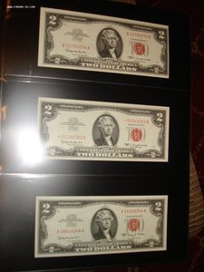 Коллекция 1 и 2 долларовых банкнот UNC aUNC