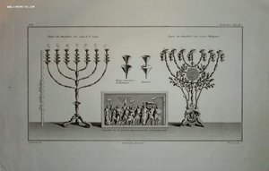 семисвечник Менора Иудаизм Евреи Иудеи гравюра 1836