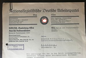 письмо пожертвования в фонд НСДАП + бланк NSV