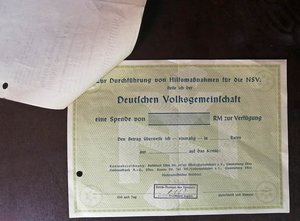 письмо пожертвования в фонд НСДАП + бланк NSV