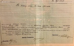 Страховой полис Русское страховое от огня общество. 1914 год