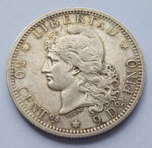 Аргентина 50 сентаво - 1/2 песо 1883 года