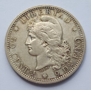 Аргентина 50 сентаво - 1/2 песо 1883 года