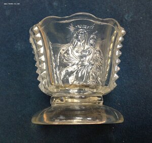 Лампада старая Стеклянная нечастая с Изображением Богородицы