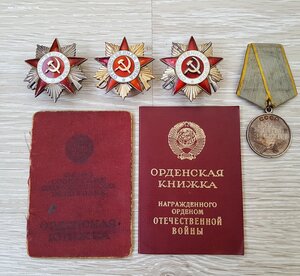 Комплект 3 ордена ОВ и ЗБЗ с документами на одного