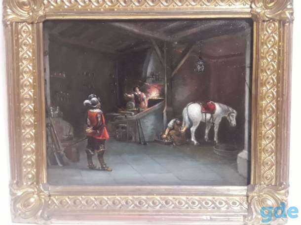 Картина ..В кузнице,, Немецкий художник 19 века