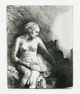 Рембрандт гелиогравюра 163 Femme au bain Обнаженная женщина