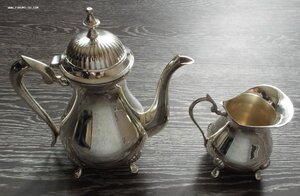чайник+сливочник,серебрение,Англия