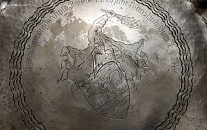 Бомбическая настенная тарелка Дрезден 1944 год.Сталь.Рейх.