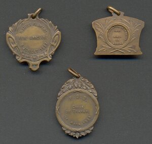 Французские спортивные жетоны 1934-1937 гг., 3 штуки.