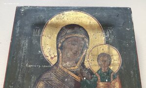 Икона Смоленская Богородица. «Бочкаревка» по золоту