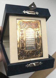 Серебряная плакетка Архангел Гавриил и Богородица, в футляре