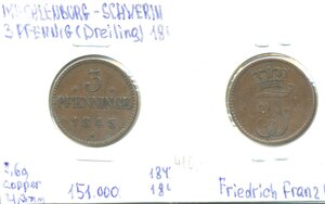 Мекленбург-Шверин, 3 пфеннига 1845