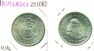 ЮАР 20 центов, 1961 (серебро)