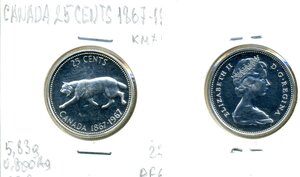 Канада 25 центов, 1967 PROOF; 100 лет Конфедерации Канада