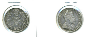 Канада 10 центов, 1910