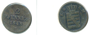 Саксония 2 пфеннига, 1848