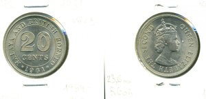 Малайя и Британское Борнео 20 центов, 1961