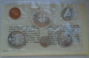 1964 Канада серебро PL банковский набор монет от 1c до $