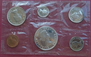 1963 Канада серебро PL банковский набор монет от 1c до $