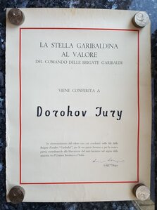 Италия Звезда Гарибальди на Русского партизана Дорохова Ю.В.