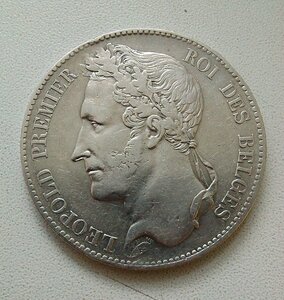5 франков 1849 год Ag Бельгия