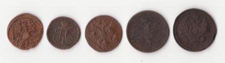 Подборка медных монет от 1731г по 1837г.