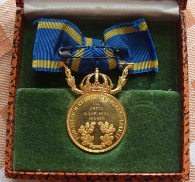 Золотая медаль в коробке. Швеция.