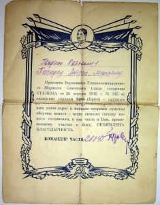 Ленинград (награжденА) и 5 Благодарностей (на разных)