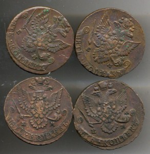 Пятикопеечники 1780,81,82,86гг(Екатерины) из клада