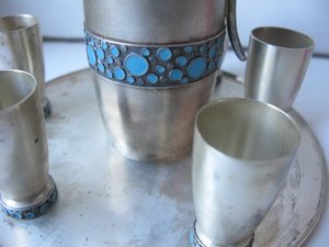 Коньячный набор. Эмаль, серебро 916пр