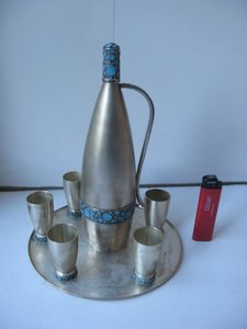 Коньячный набор. Эмаль, серебро 916пр