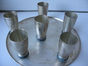 Коньячный набор. Эмаль, серебро 916пр