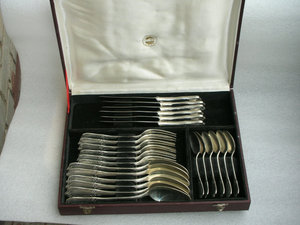 Набор столового серебра 875 проба Киев. 24 предмета.