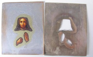 икона св. вмч. Екатерины, серебро. 8,1 на 6,5 см.