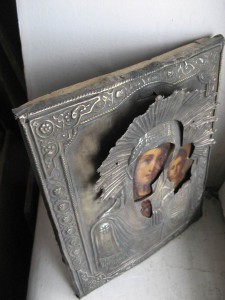 Казанская в окладе, посеребрение.