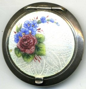 Пудреница,эмаль,серебро 916 проба.