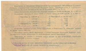 Выигрышный билет Петроградской лотереи 1922 г.